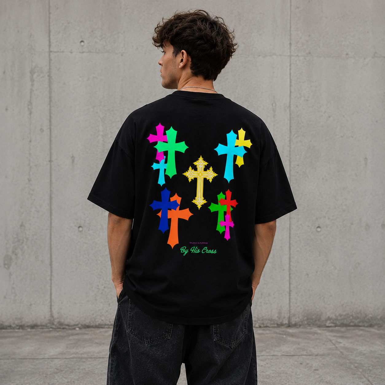 "BY HIS CROSS" OVERSIZED SHIRT