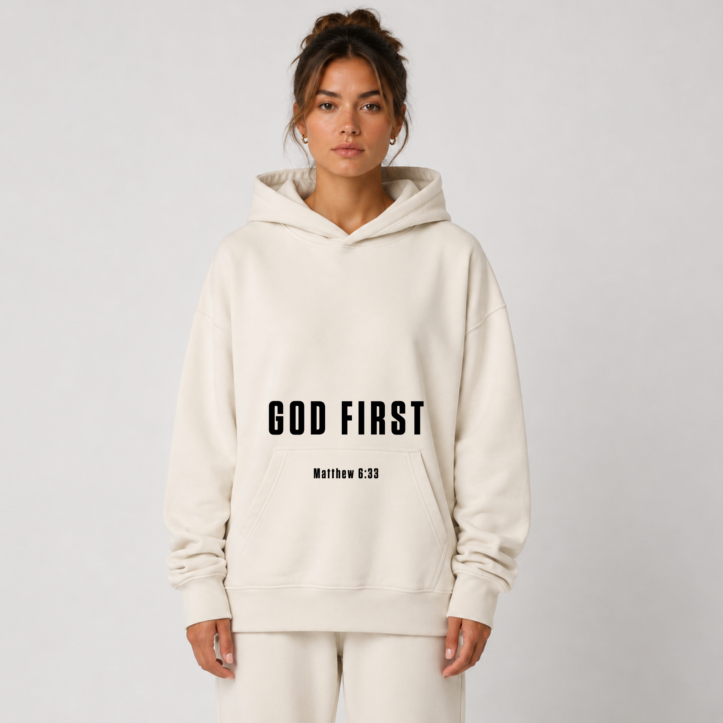 "GOD FIRST" OVERSIZED HOODIE