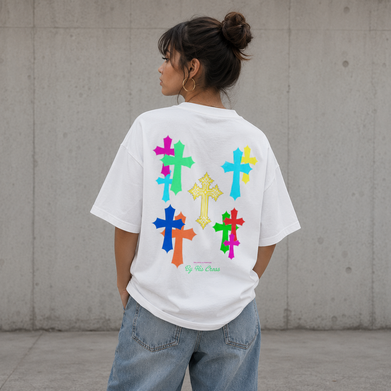 "BY HIS CROSS" OVERSIZED SHIRT