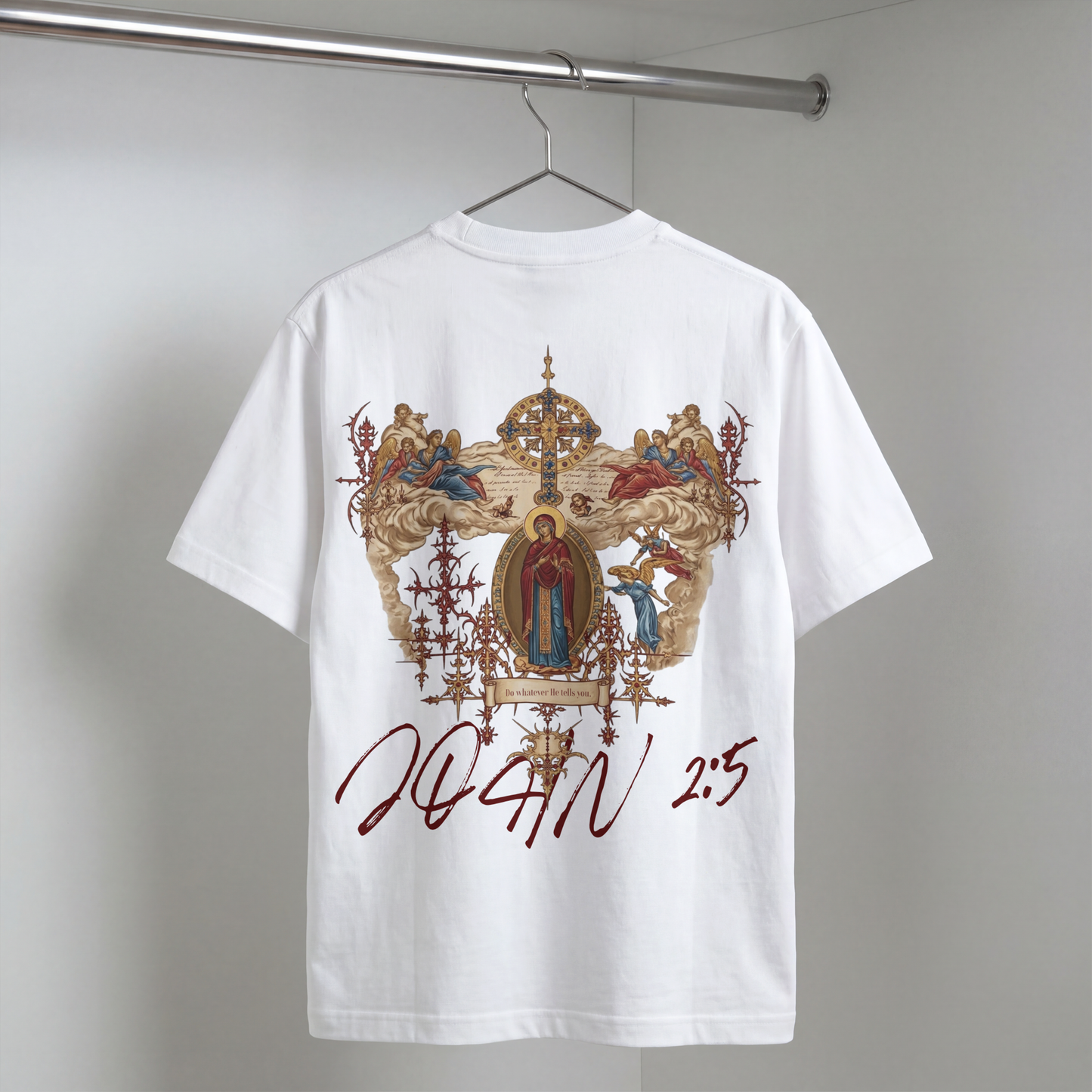 "HOLY MOTHER MARY / JOHN 2:5" OVERSIZED SHIRT