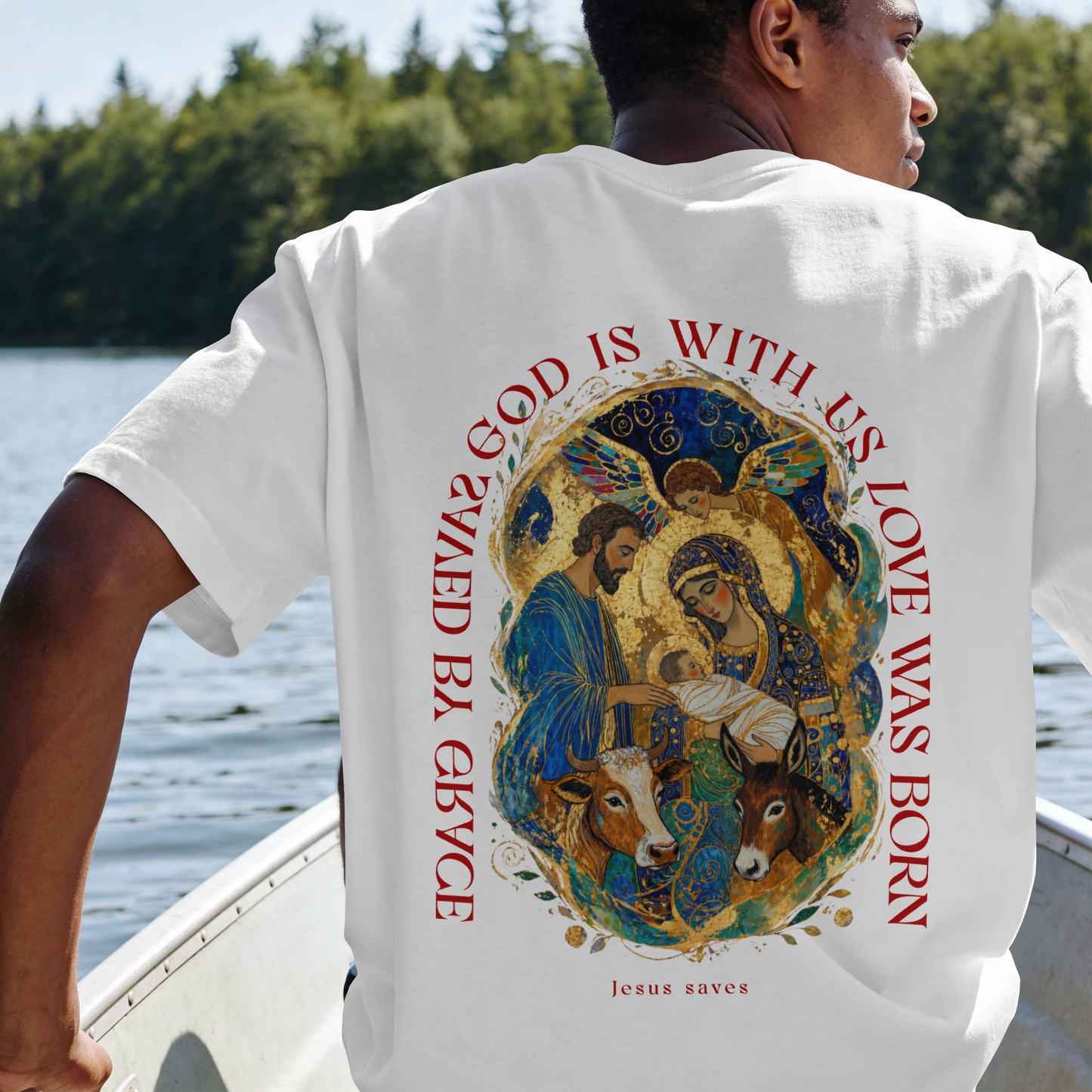 "JESUS SAVES" OVERSIZED SHIRT