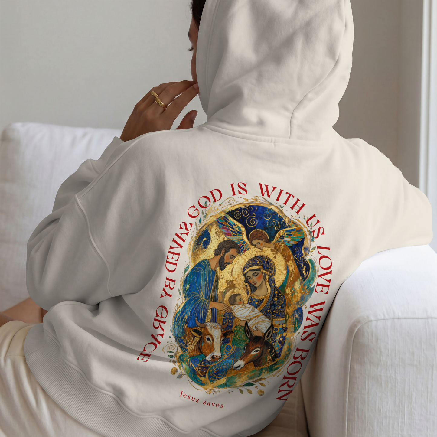 "JESUS SAVES" OVERSIZED HOODIE