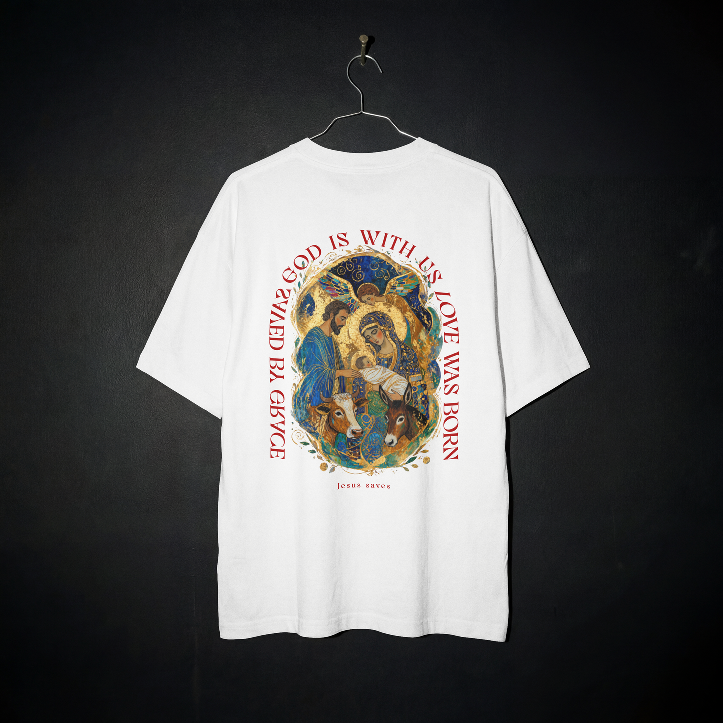 "JESUS SAVES" OVERSIZED SHIRT