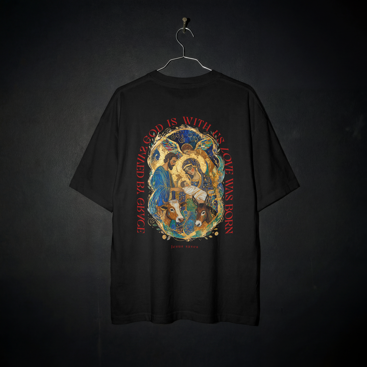 "JESUS SAVES" OVERSIZED SHIRT