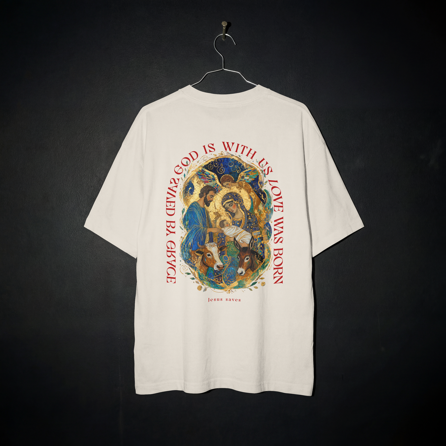 "JESUS SAVES" OVERSIZED SHIRT