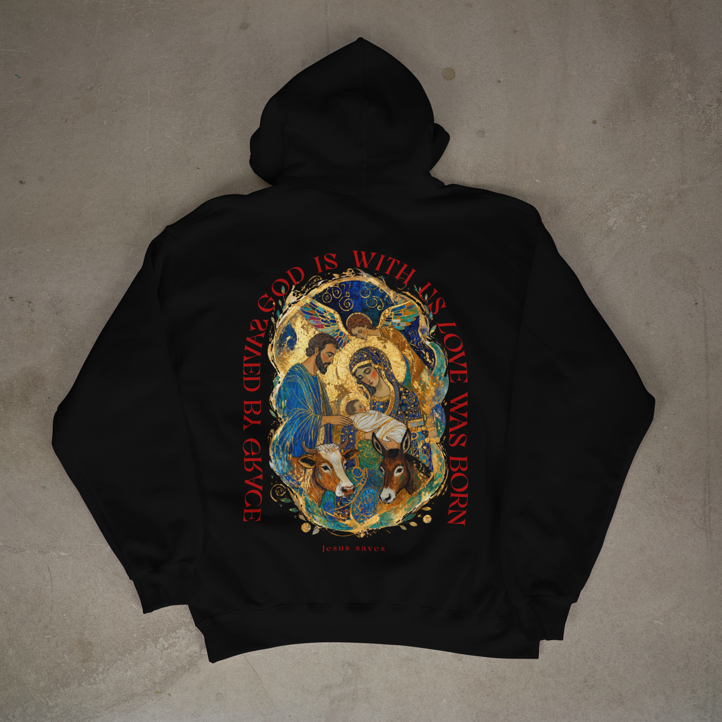 "JESUS SAVES" OVERSIZED HOODIE